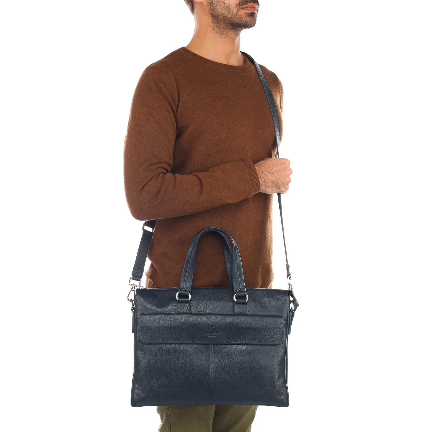 Деловая кожаная сумка с отделением для ноутбука Dr. Koffer 