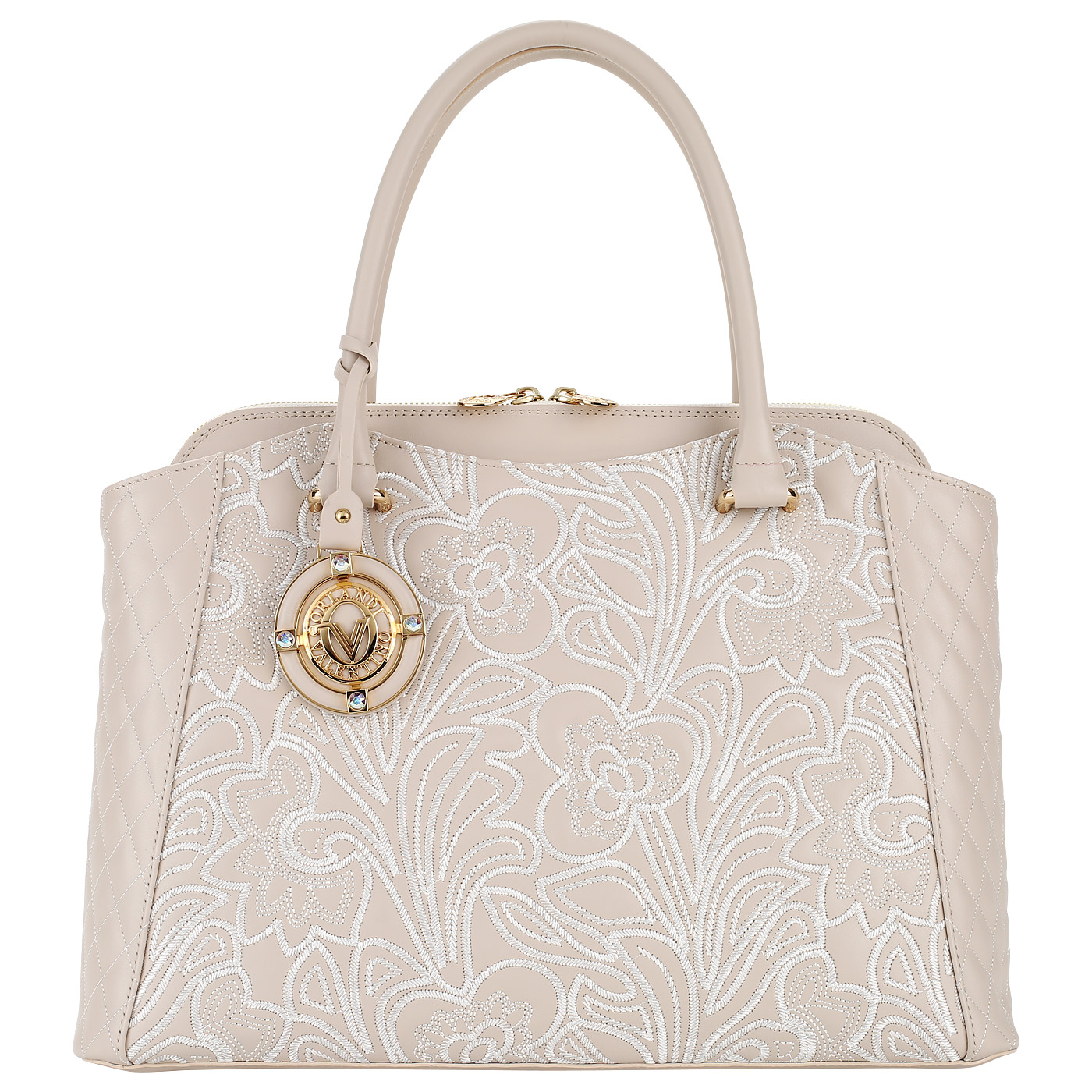 Valentino Orlandi Вместительная женская сумка с вышивкой