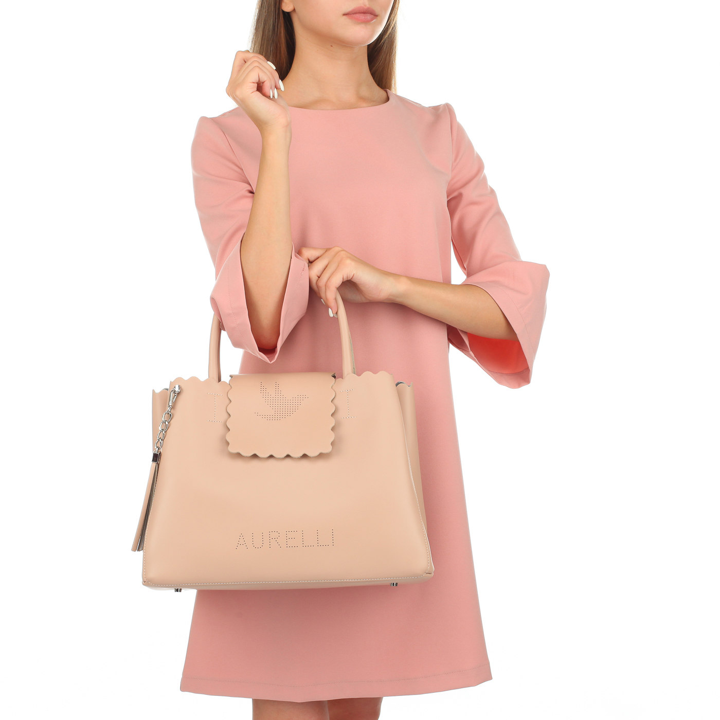 Кожаная сумка на кнопке Aurelli 