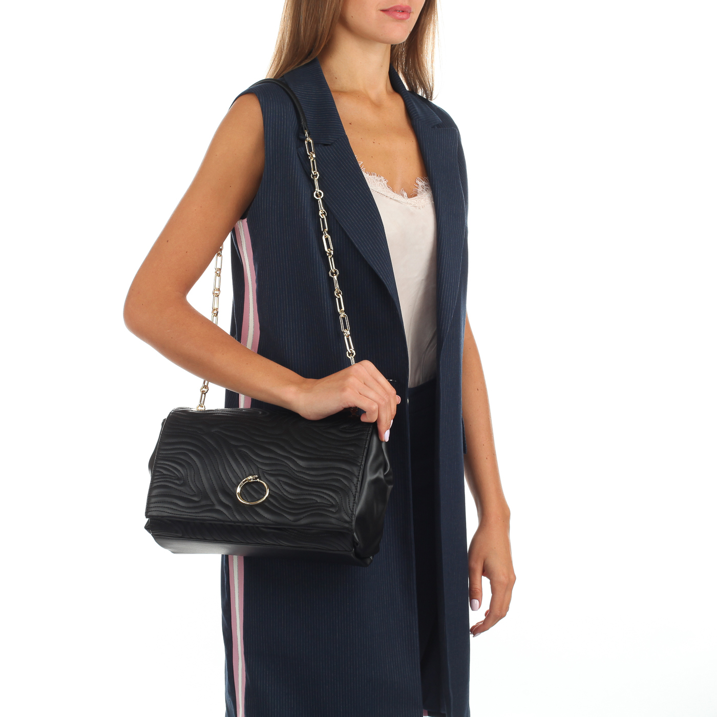 Черная сумка через плечо Cavalli Class Zebra