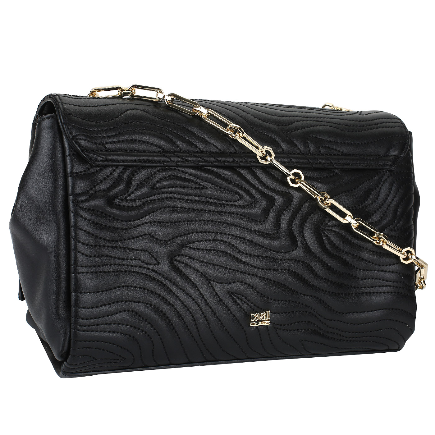 Черная сумка через плечо Cavalli Class Zebra