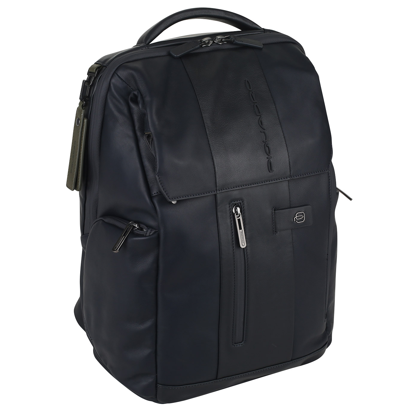Кожаный рюкзак с фирменным брелком Piquadro 