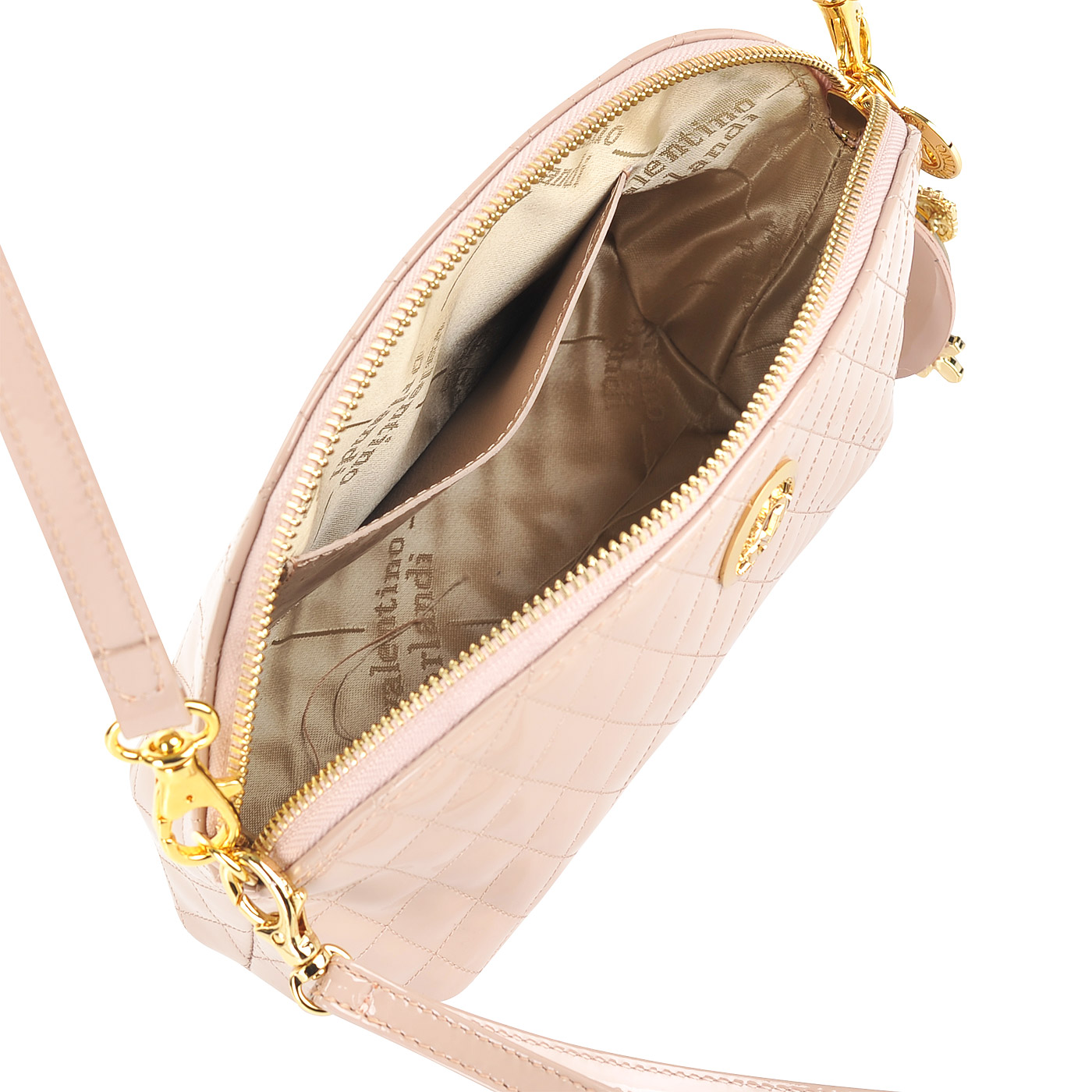 Кожаная лаковая сумочка с плечевым ремешком Valentino Orlandi 