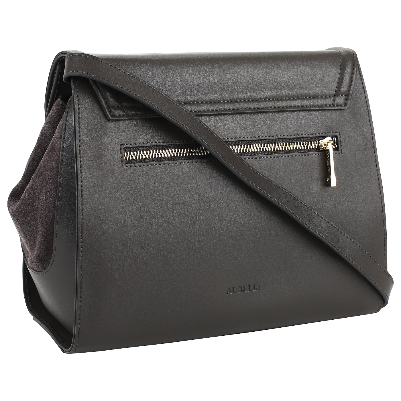 Сумочка через плечо из кожи и замши Aurelli Shine