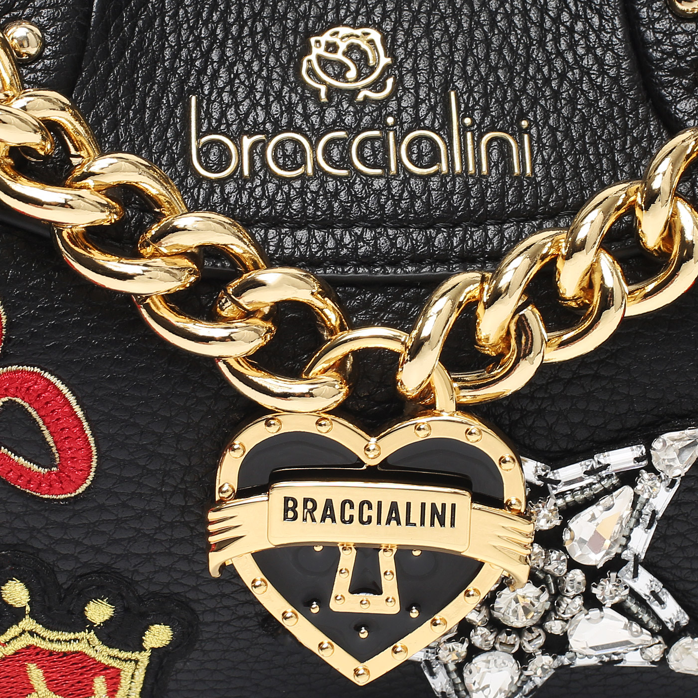 Сумка с вышивкой и клепками Braccialini Rock