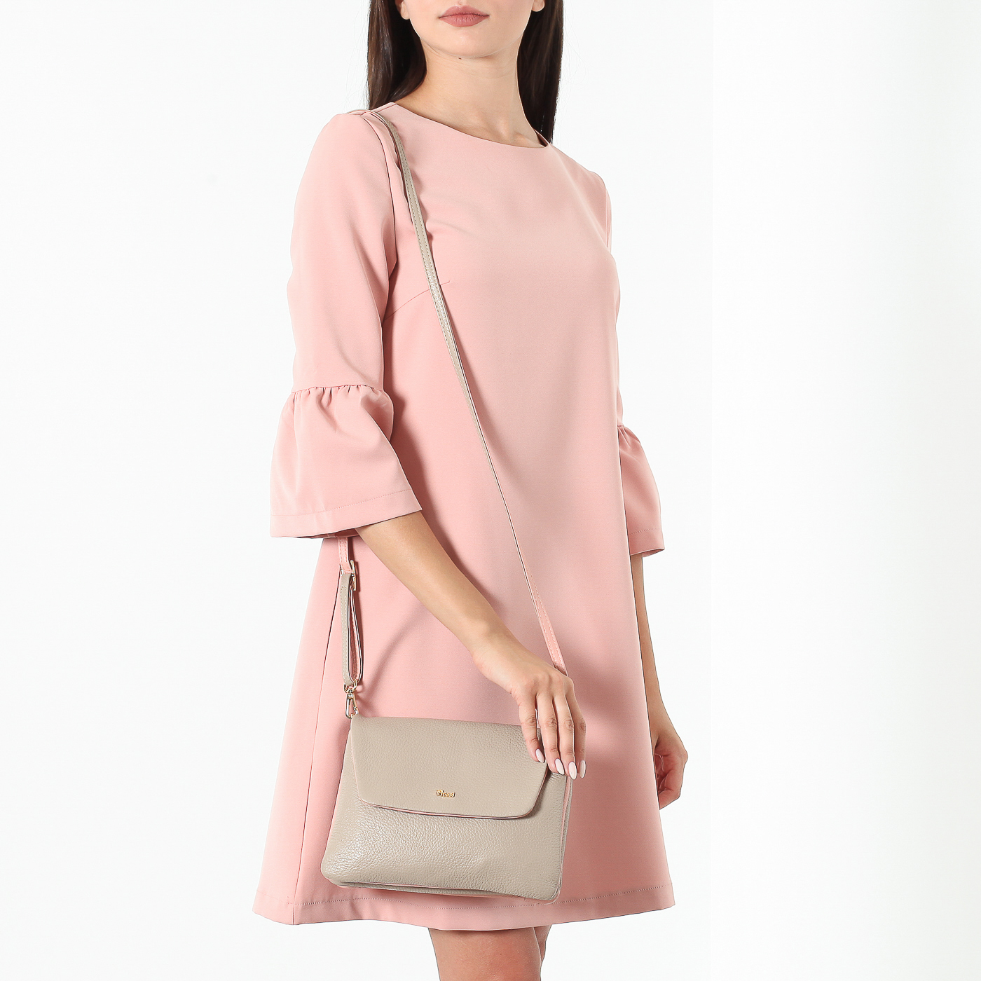 Сумка из серо-коричневой кожи Bruno Rossi 